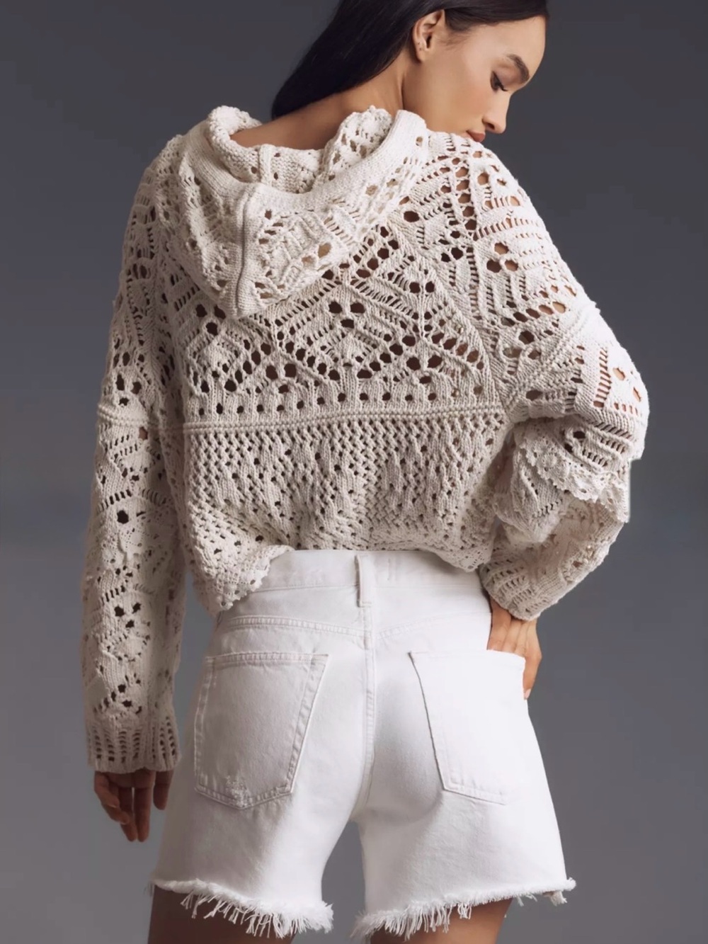 Agolde White High-Rise Frayed Hem Jean Shorts - Picture 4 of 10